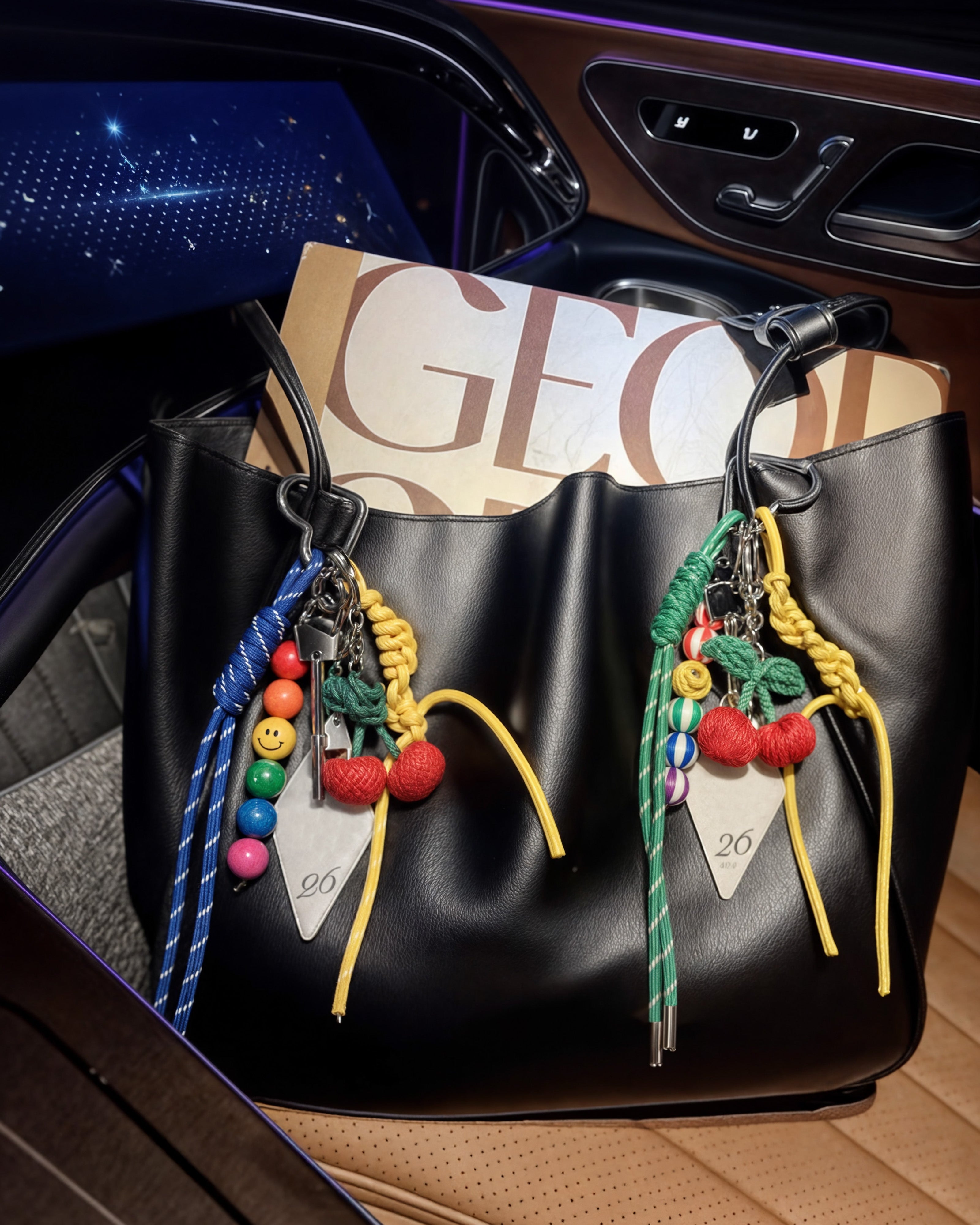 Bag Charm Cereja Arco-Iris